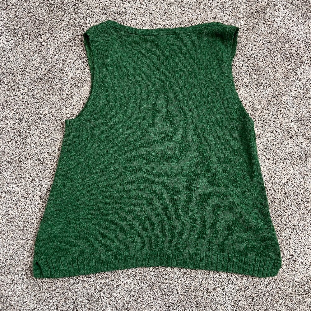 J.Crew Bouclé Textured V-Neck Sweater Tank Green Large - Picture 6 of 8